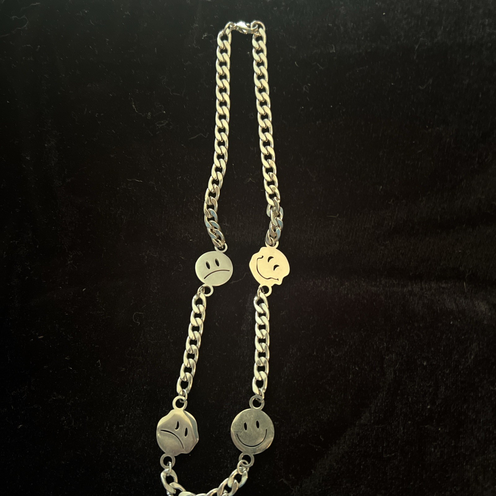 Happy/Sad KillJoy Club smile Polished Stainless Steel Cuba Style Chain Happy/Sad KillJoy Club smile Polished Stainless Steel Cuba Style Chain