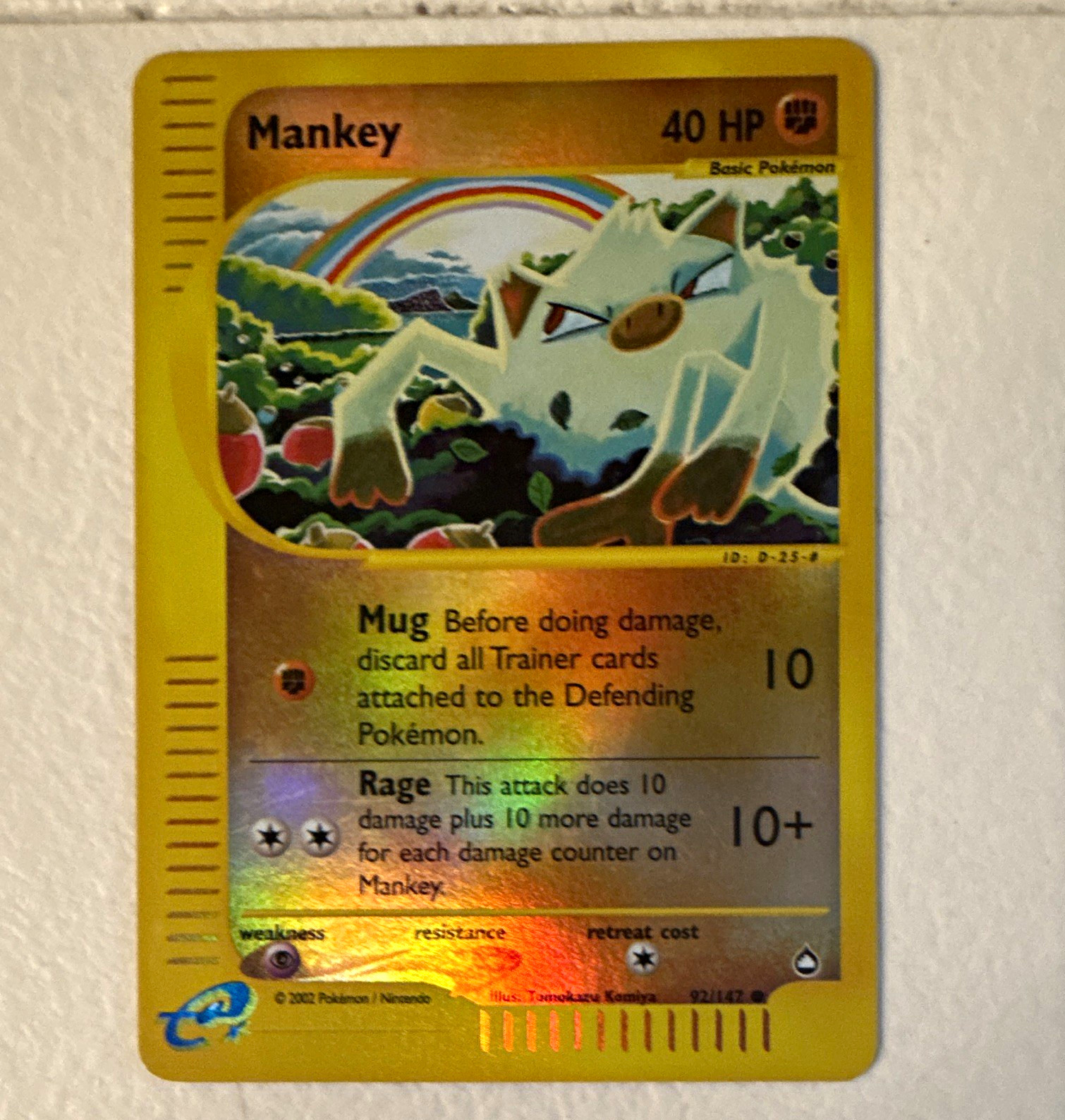 Pokemon Mankey 092/147 Aquapolis Reverse Holo Common English 40 HP Komiya Pokemon Mankey 092/147 Aquapolis Reverse Holo Common English 40 HP Komiya
