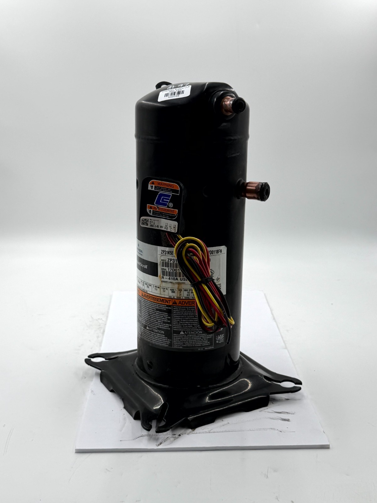 Copeland ZP31K5E-PFV-130 Scroll Compressor 2.5-Ton 208/230V 1PH 31100 BTU R-410A