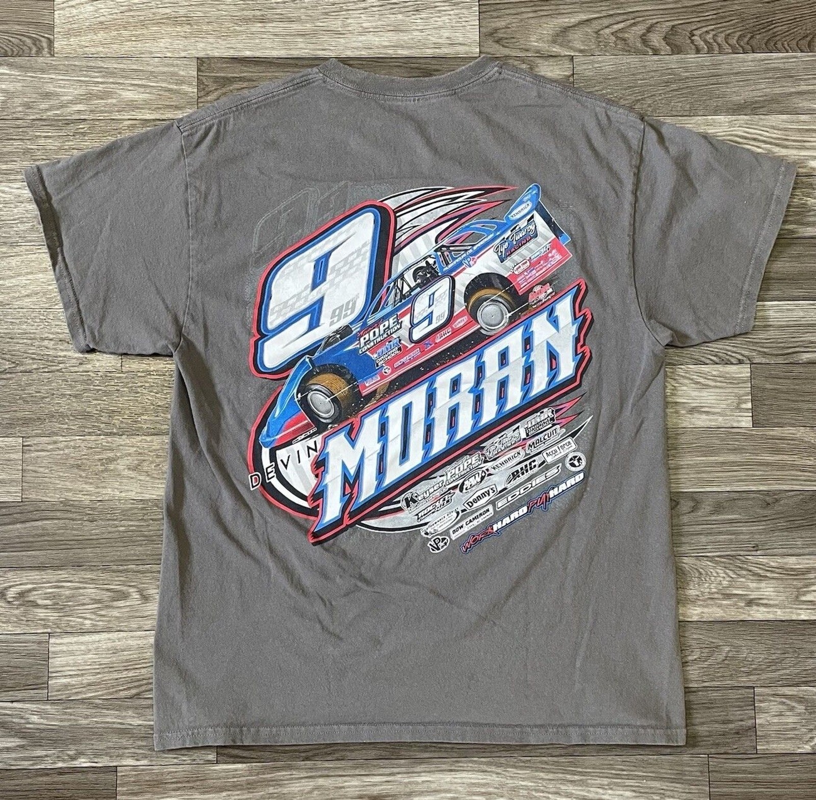 Devin Moran Dirt Track Racing Shirt Men’s Large #9 Car Black Double Sided Donnie Devin Moran Dirt Track Racing Shirt Men’s Large #9 Car Black Double Sided Donnie