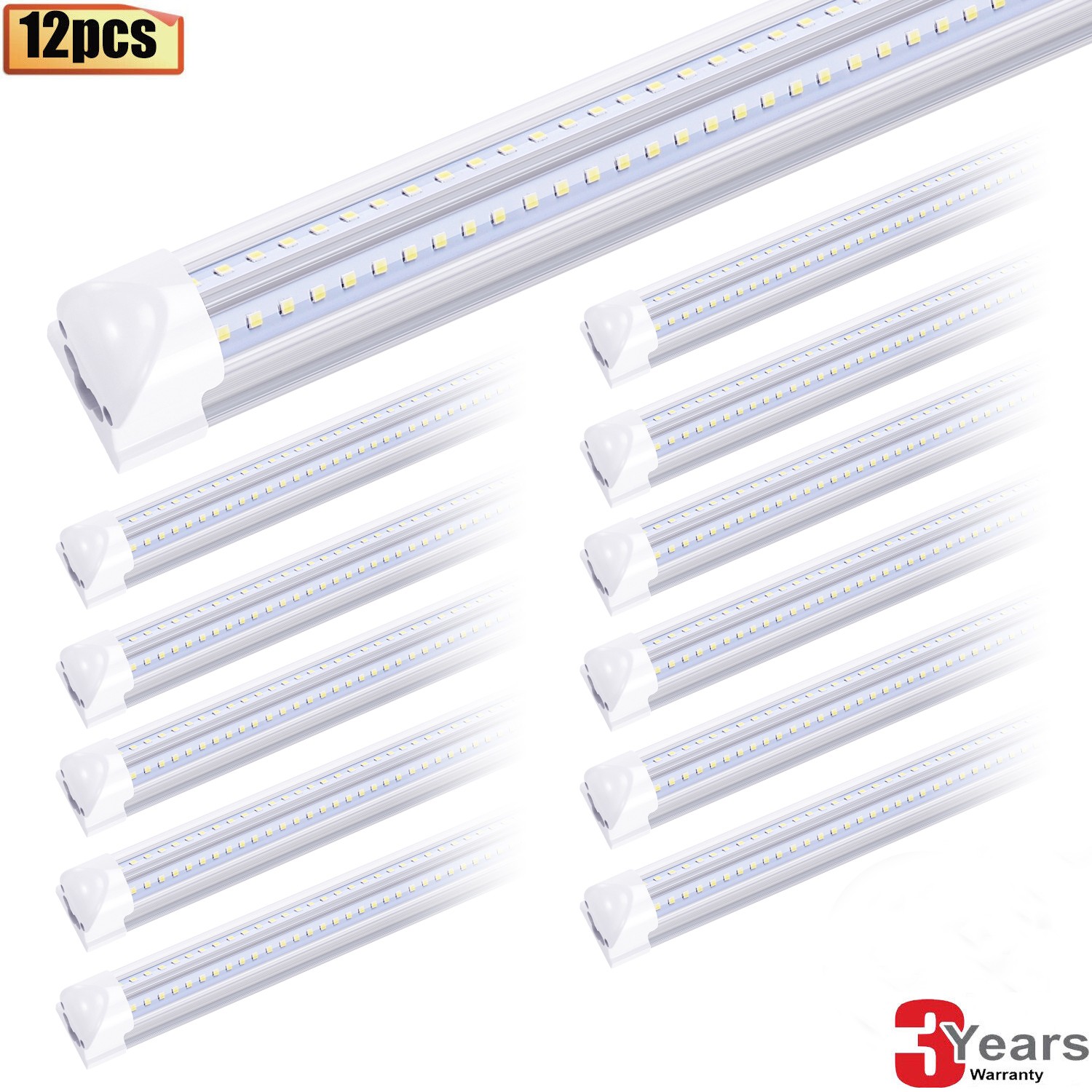 12 Pack 8\' Led Shop Light Fixture 72W 8FT Integrated Led Tube Light Bulbs 6000K 12 Pack 8\' Led Shop Light Fixture 72W 8FT Integrated Led Tube Light Bulbs 6000K