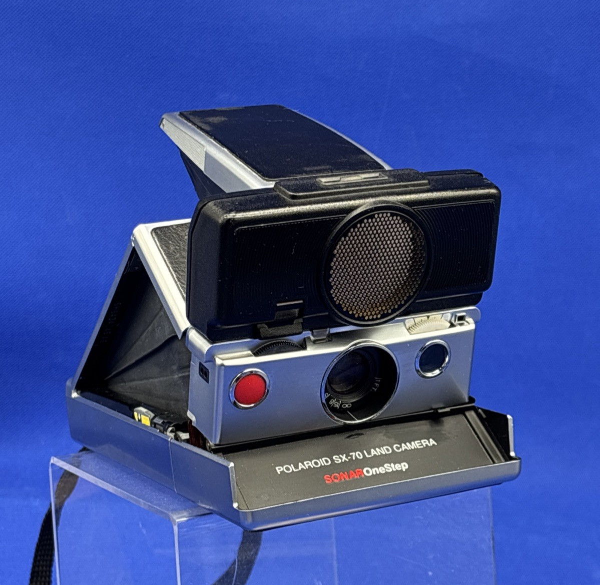 Vintage Polaroid SX-70 Land Camera Sonar OneStep Black Folding SLR Autofocus USA
