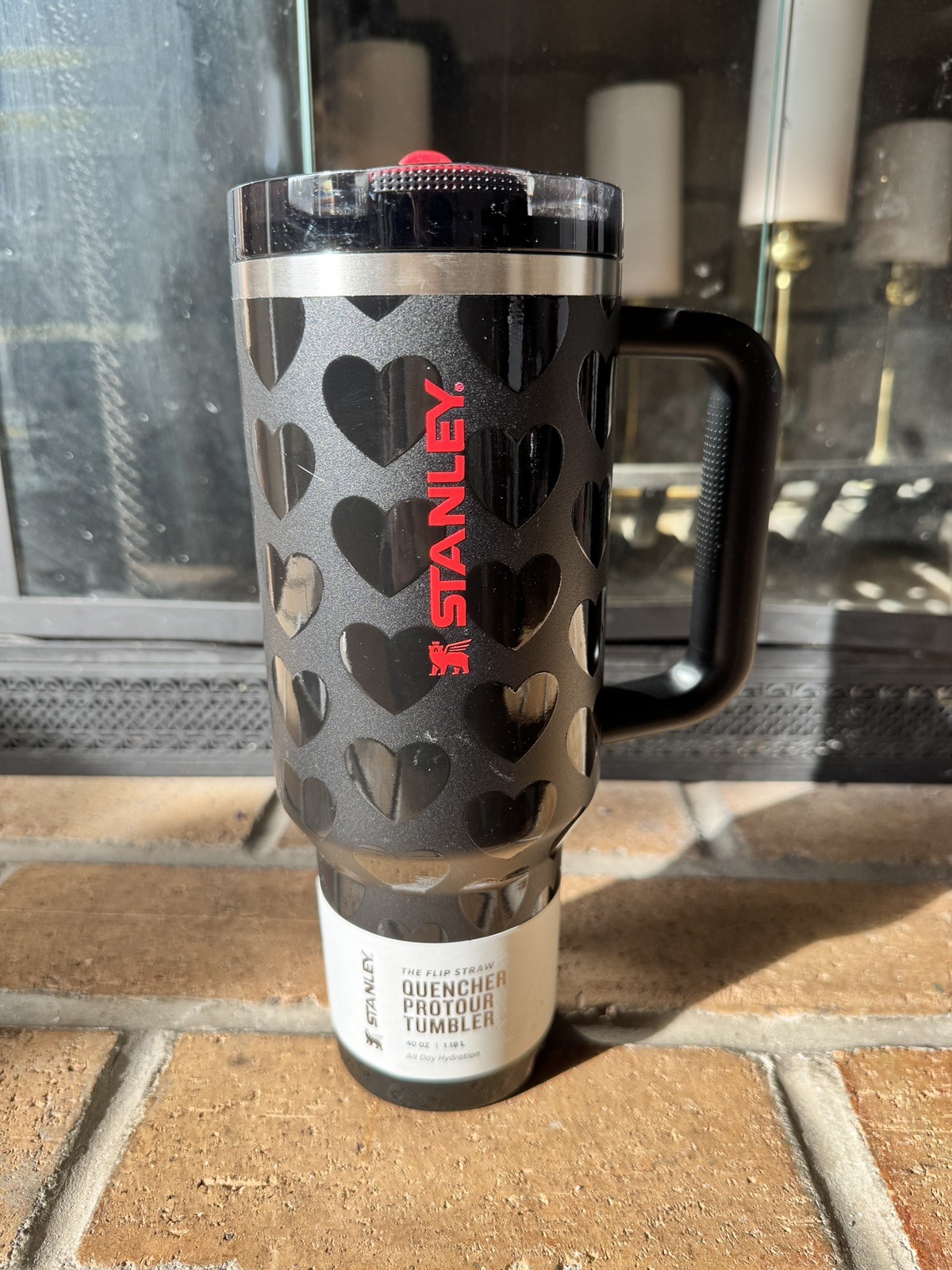 Stanley Limited Valentine's BLACK LOVELY 40oz Protour Tumbler NWT Flip Straw