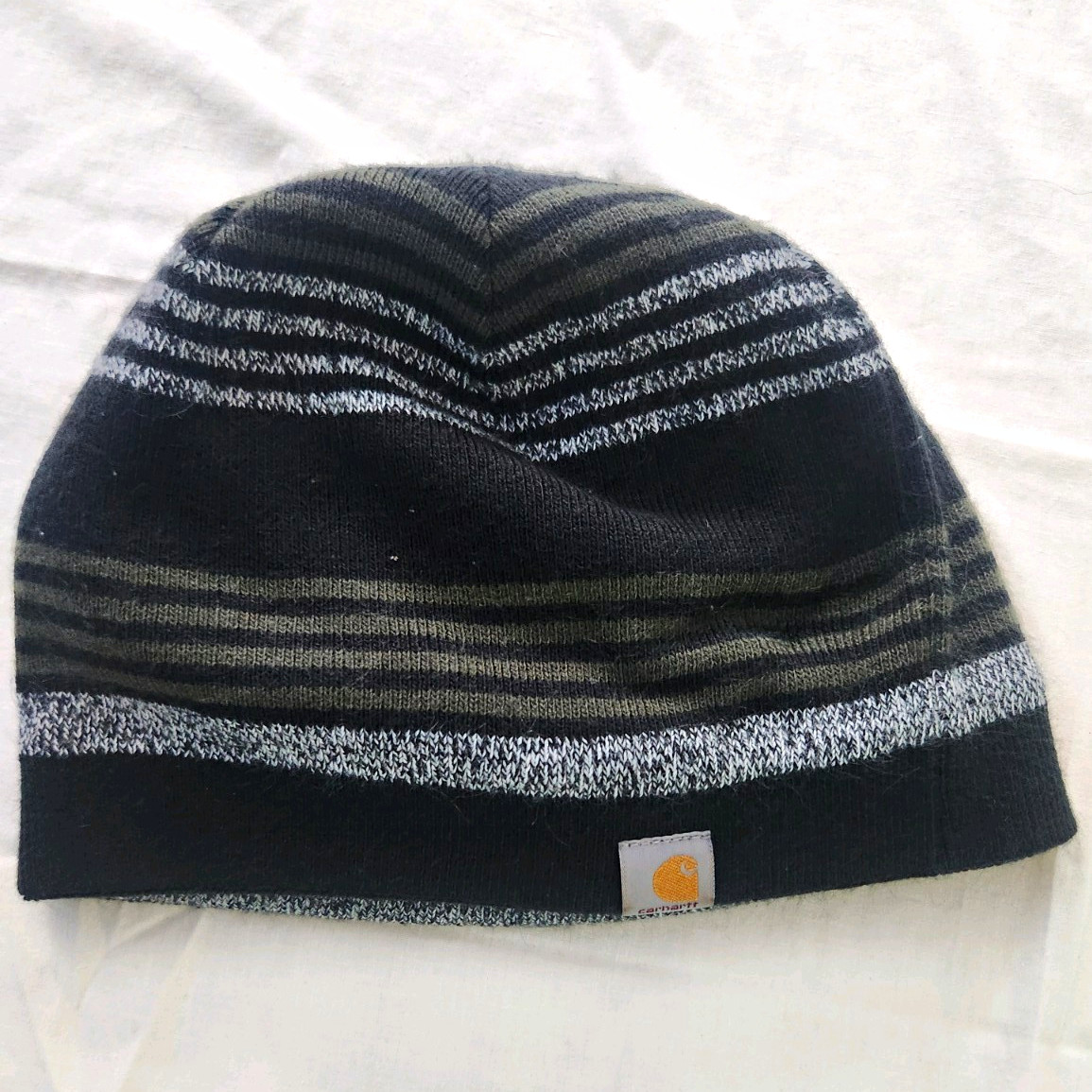 Carhartt Men\'s Striped Lined Beanie Hat Black/Gray One Size Fall Winter Carhartt Men\'s Striped Lined Beanie Hat Black/Gray One Size Fall Winter
