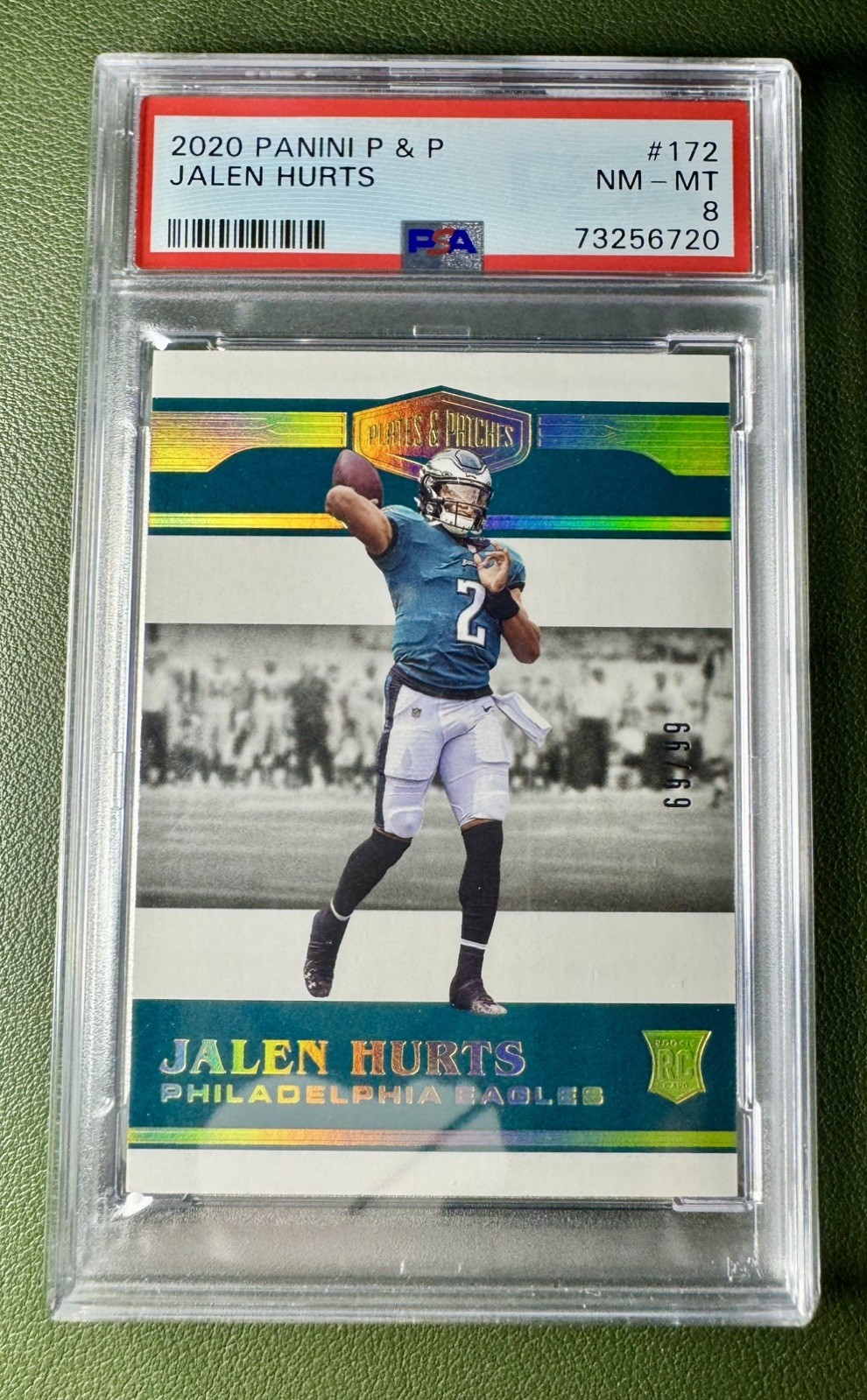 Panini 2020 Plates & Patches Rookies Jalen Hurts RC #172 Eagles /99
