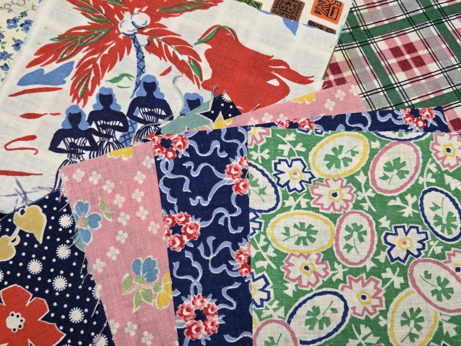 BEST 20 Vintage Feedsack Fabric Quilt 6x6\