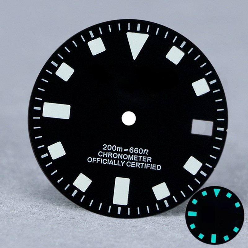 28.5mm Vintage Matte Watch Dial Fits NH35 NH36 Aftermarket Blue Lume Mod Part