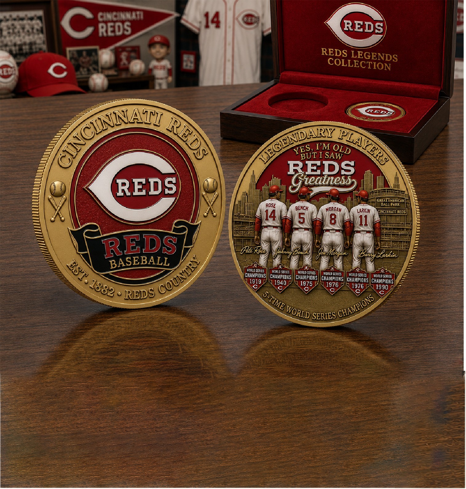 Cincinnati Reds Legends Collection Commemorative Gold Plated Coin