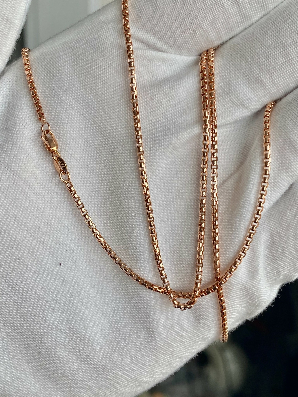 1.8MM Solid 14K Rose Gold Round Box D.C Chain Necklace 16-24\