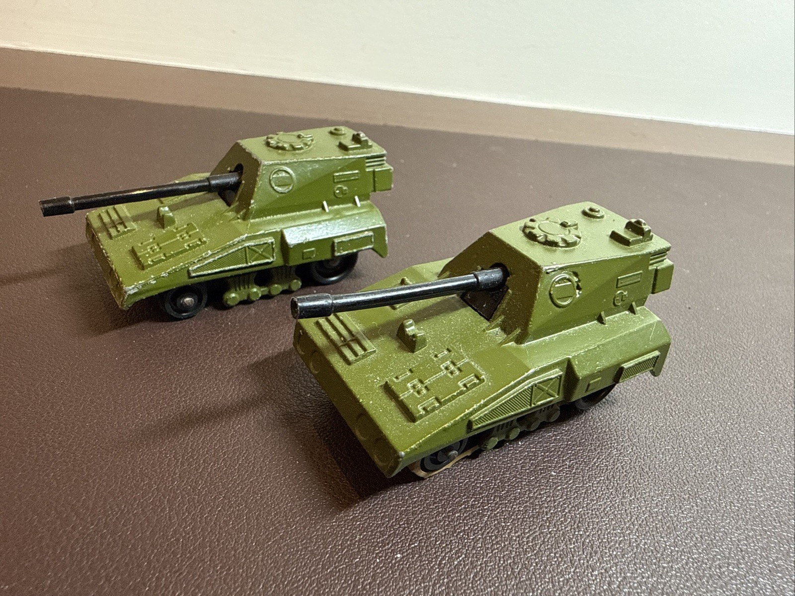2 Vintage 1976 Matchbox Rolamatics S.P. Gun Tanks No. 70 England Loose 2 Vintage 1976 Matchbox Rolamatics S.P. Gun Tanks No. 70 England Loose