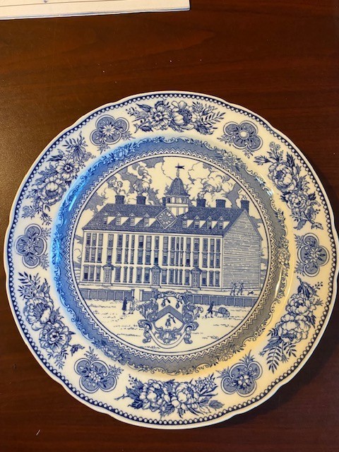 Vintage Yale University Blue Transfer Plate Wedgwood Greenwood-Johnston 
