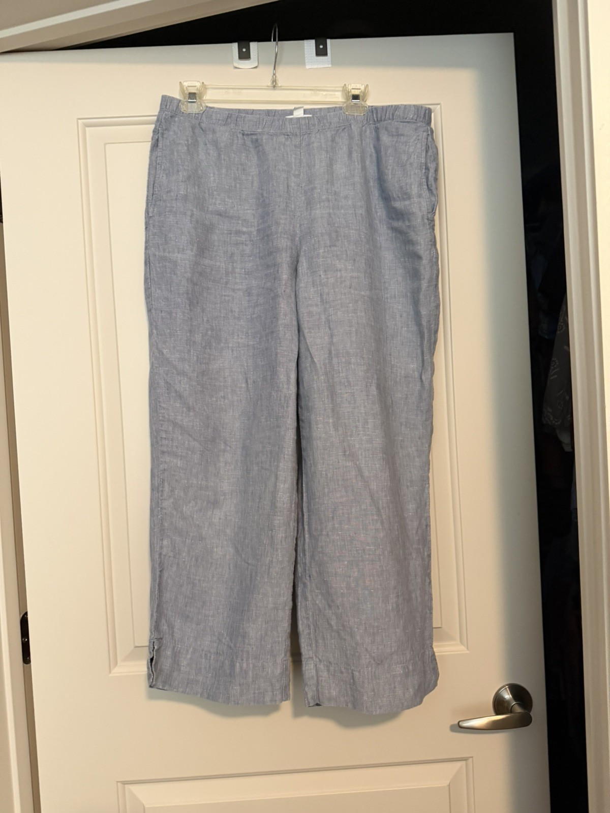 J. Jill Love Linen Blue Chambray High-Rise Pull-On Ankle Pants Size M