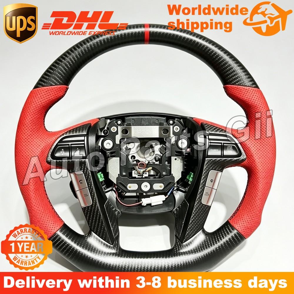 FOR 09-15 HONDA Pilot /11-17 Odyssey STEERING WHEEL CARBON FIBER W/RED LEATHER