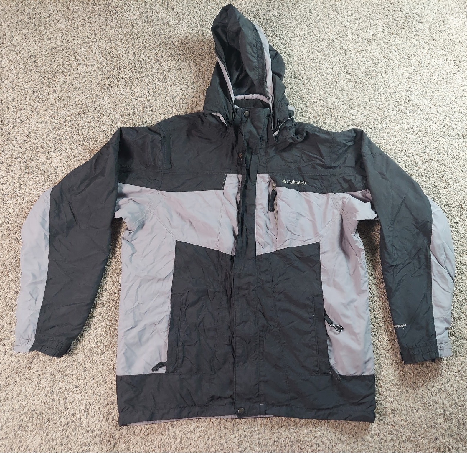 Columbia Interchange Jacket Medium Black Grey Mens Outdoor Omni-Tech WM7035