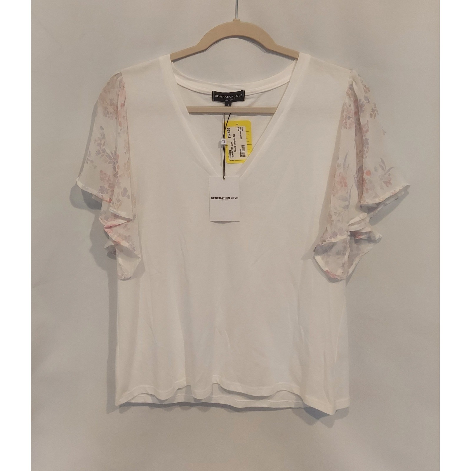 Generation Love Womens Claudia Georgette Flutter Sleeve Blouse Size Small NWT