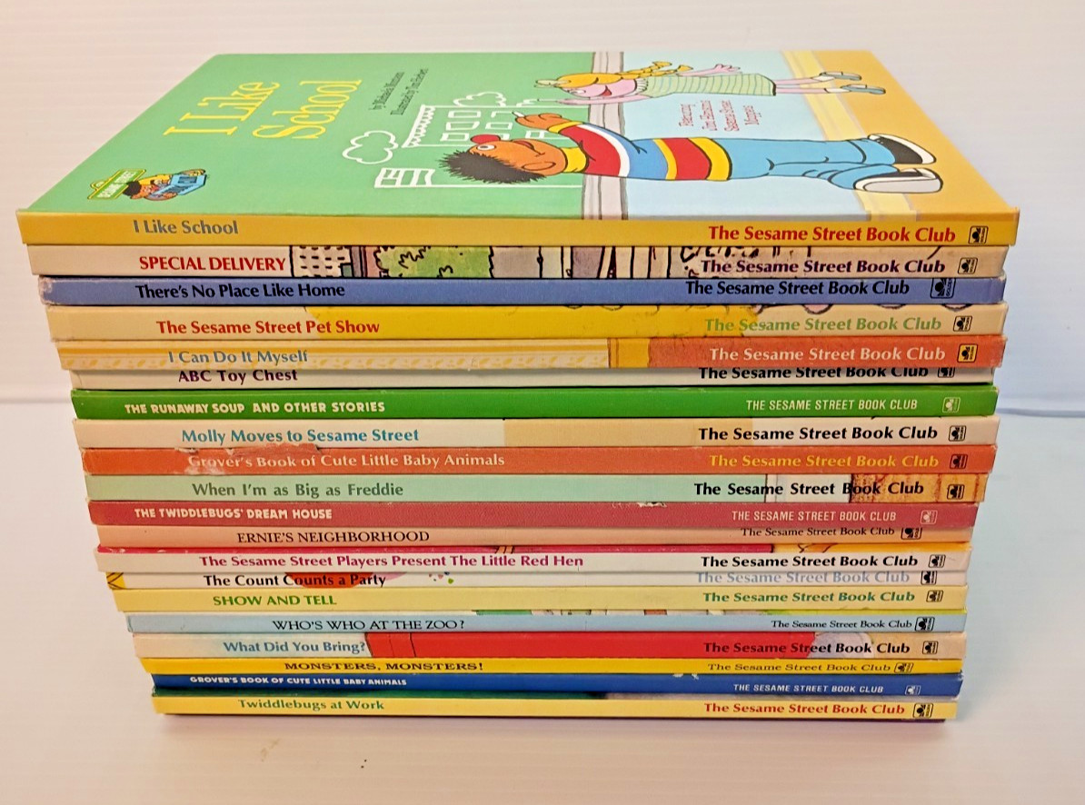 Big Lot Of 22 Vintage Sesame Street Book Club Hardcover Books 1980\'s 1990\'s