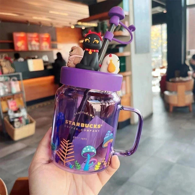 Starbucks China 2021 Halloween Night Elf Purple 18oz Glass Mason Straw Cup