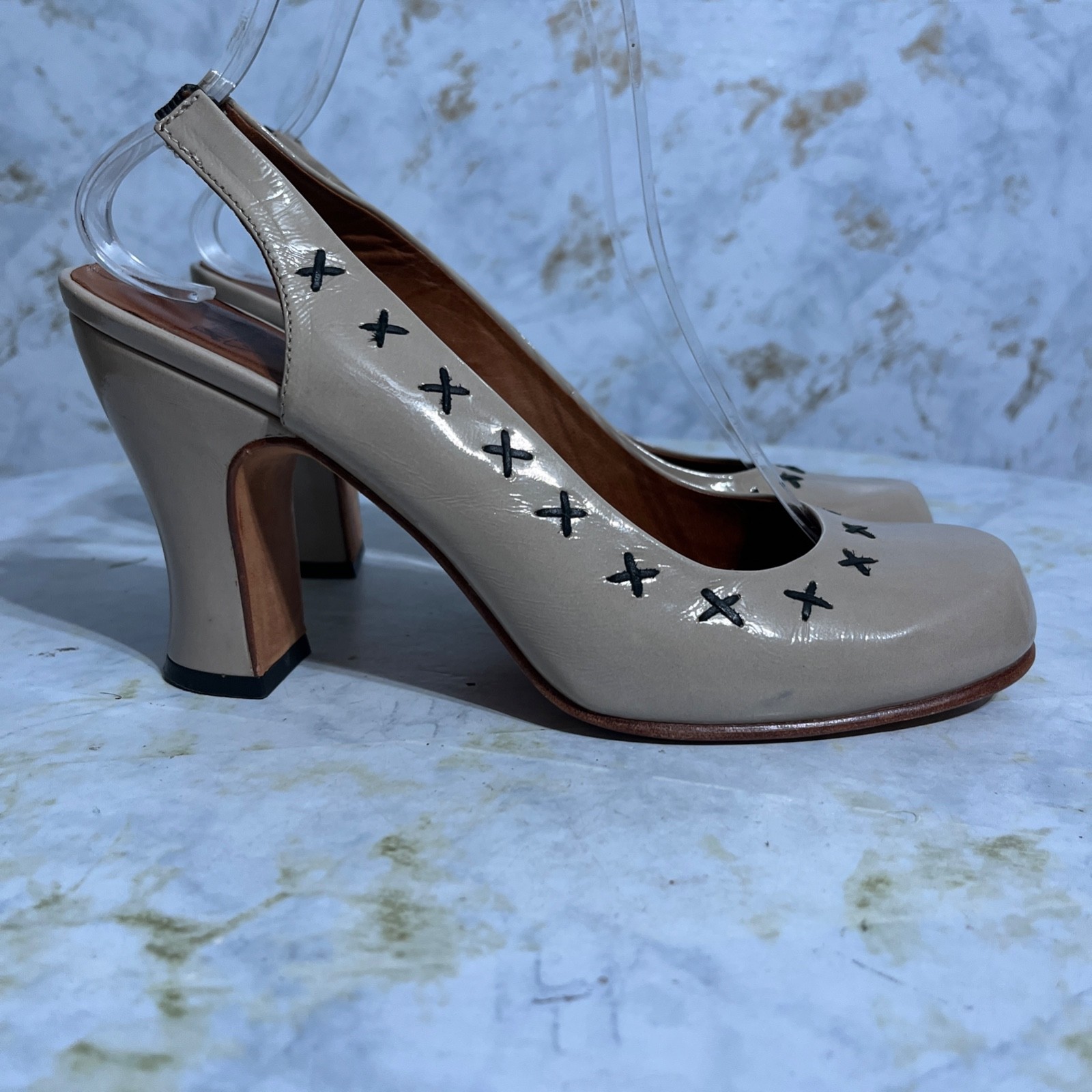 John Fluevog Women\'s Size 8M Shoes Brown Patent Leather Pumps Slingback Heels John Fluevog Women\'s Size 8M Shoes Brown Patent Leather Pumps Slingback Heels