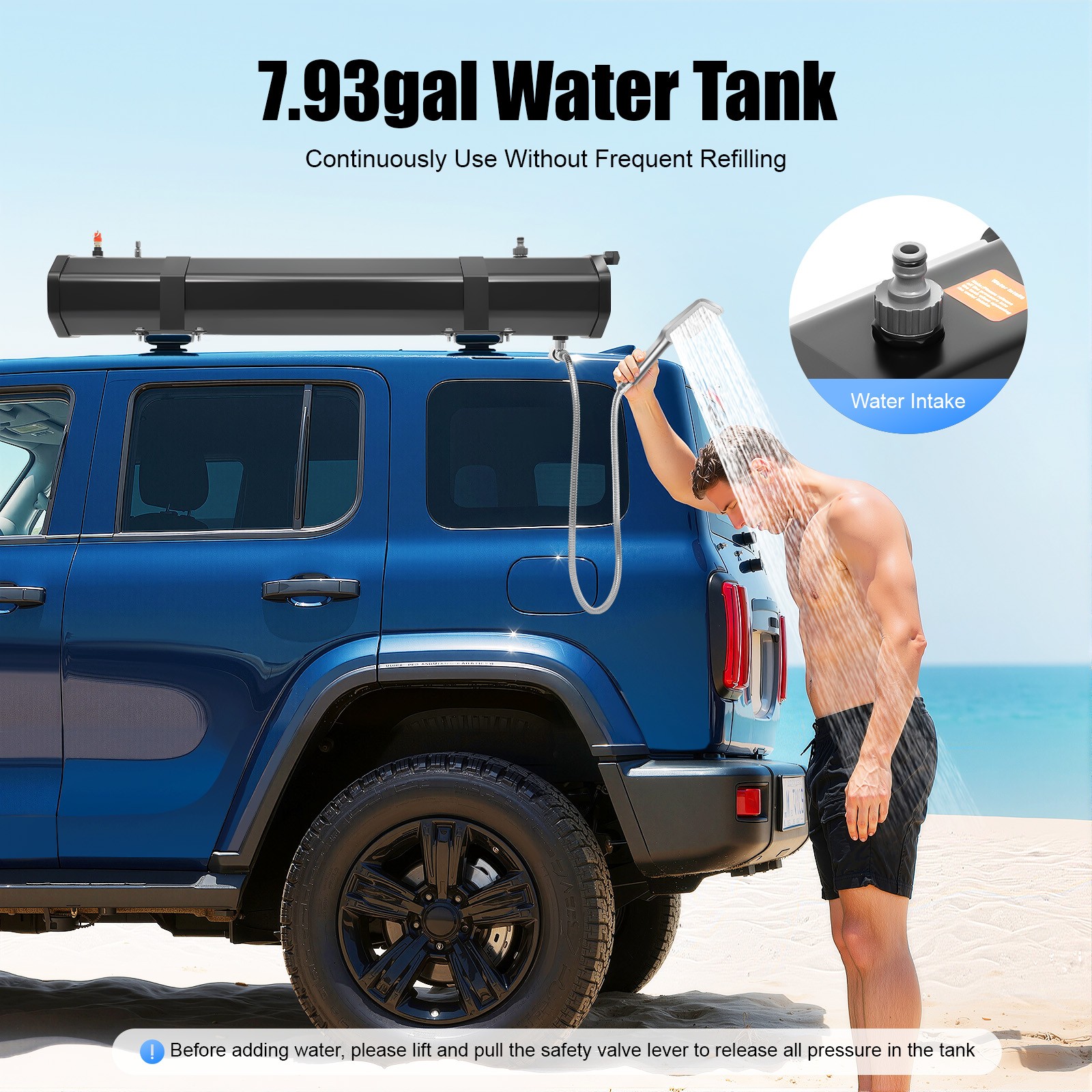Solar-Powered Roof-Mounted Shower for Campers & Off-Road Adventures (30L)