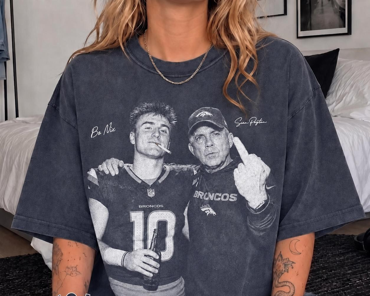 Bo Nix  Sean Payton Denver Broncos Football Shirt