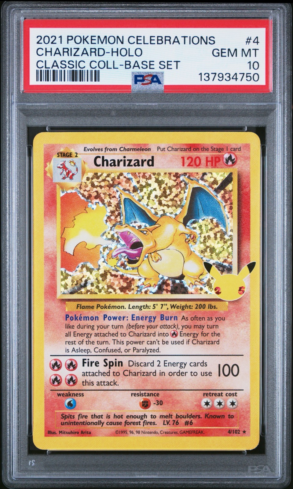 2021 Pokemon Celebrations Classic Collection #4 Charizard Holo PSA 10 2021 Pokemon Celebrations Classic Collection #4 Charizard Holo PSA 10