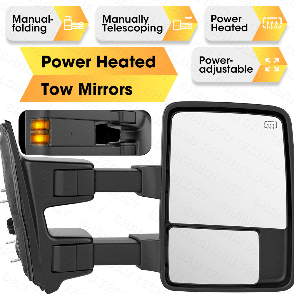 Pair Power Heated Tow Mirrors For 2008-2016 Ford F250 F350 F450 F550 Super Duty