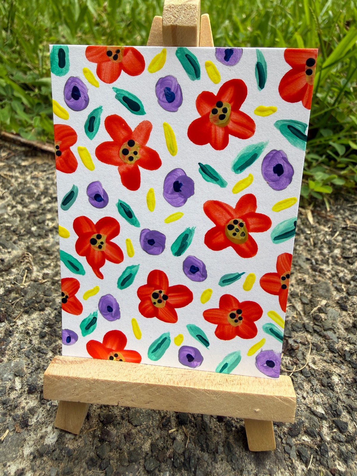 ACEO/ATC Original Acrylic Mini Flower Painting 