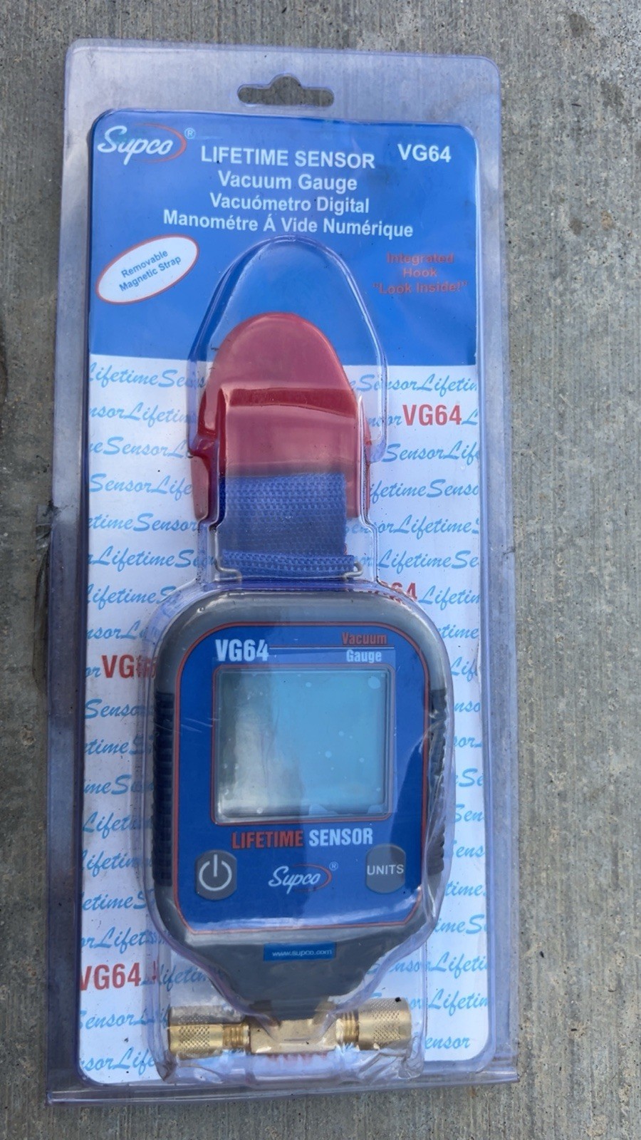 Supco VG64 Digital Vacuum Gauge Lifetime Sensor Gray/Blue/Red