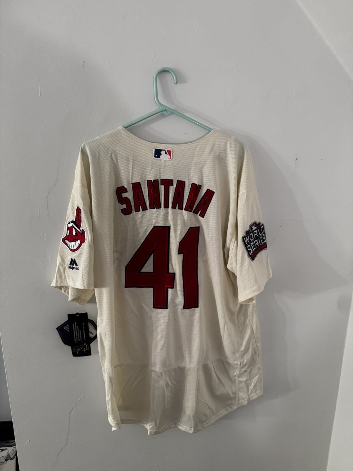 NWOT Majestic Authentic Cleveland Indians Carlos Santana 41 Flex Base Jersey 48