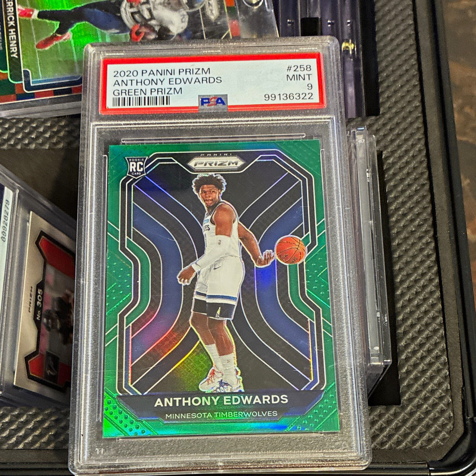 2020-21 Panini Prizm Green Prizm Anthony Edwards #258 PSA 9 RC