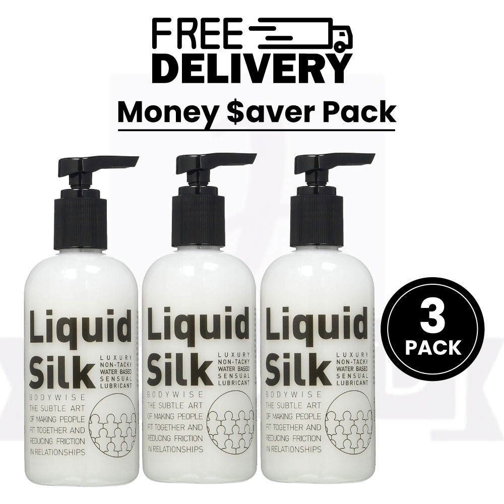 Liquid Silk Personal Water Based Lubricant Large Pump Bottle 250ml - PACK OF 3