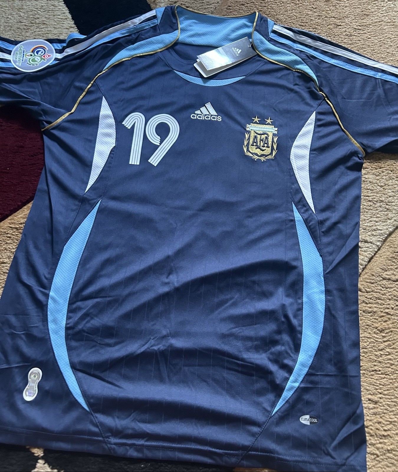 Argentina 2006 World Cup Away Jersey Messi #19 Player Version Size L Brand New
