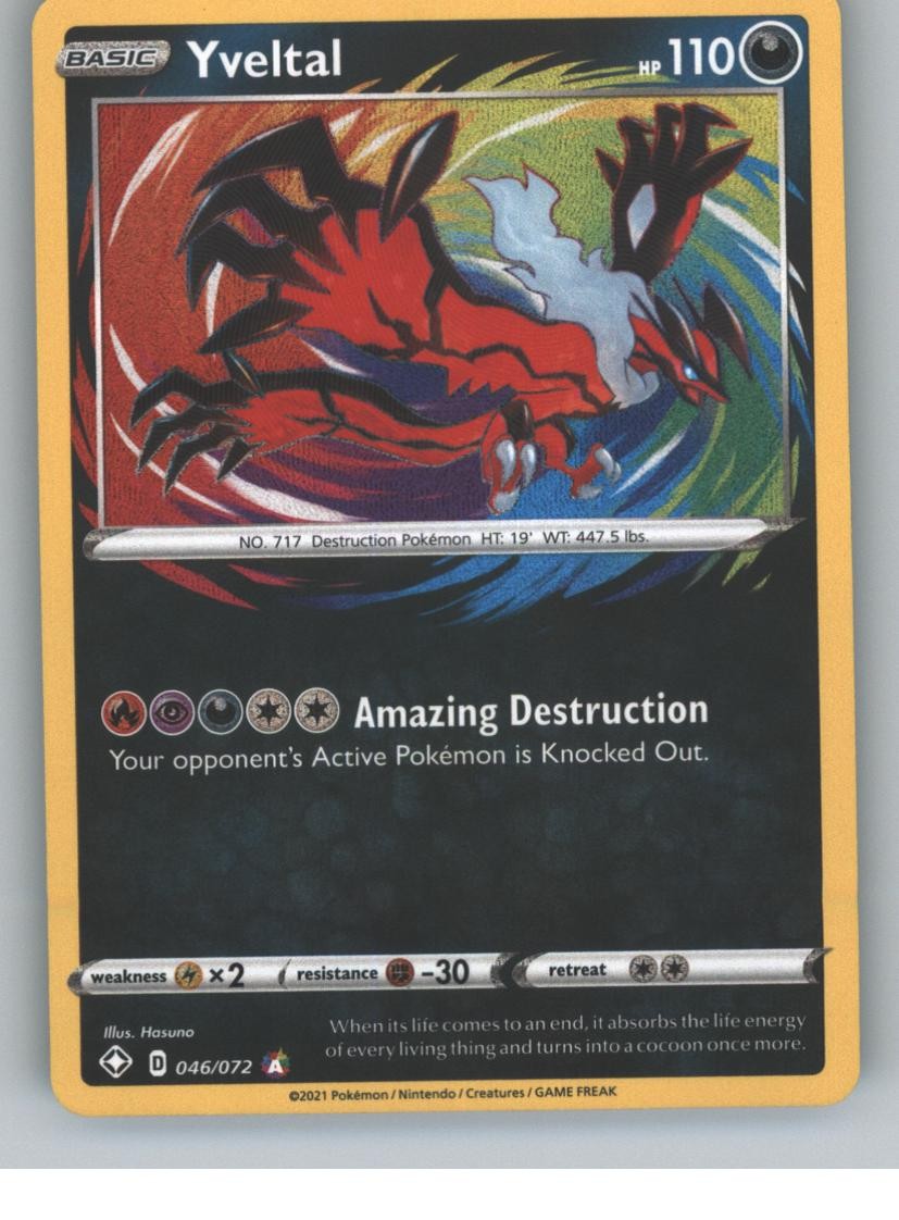Yveltal Holo Amazing Rare Shining Fates 046/072 NM Yveltal Holo Amazing Rare Shining Fates 046/072 NM