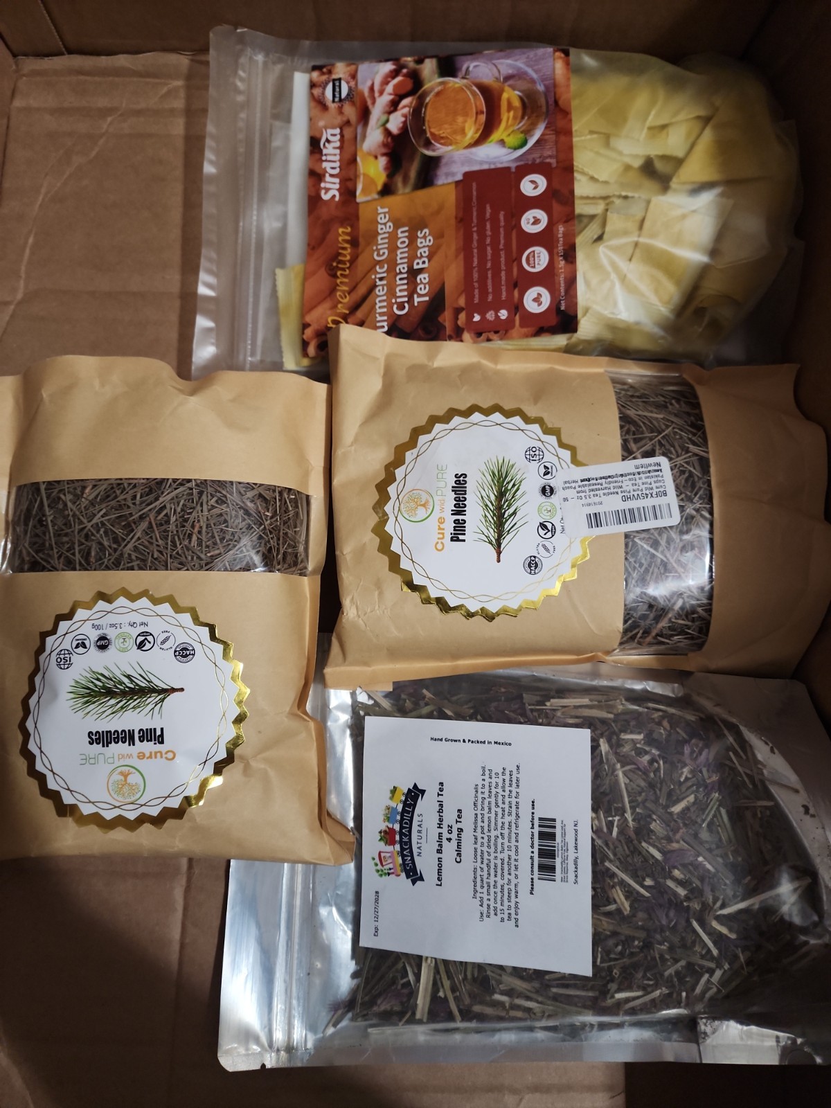 Lot Of 4 Cure wid PURE, Snackadilly & Sirdika Organic Loose Leave & Bag Teas.New