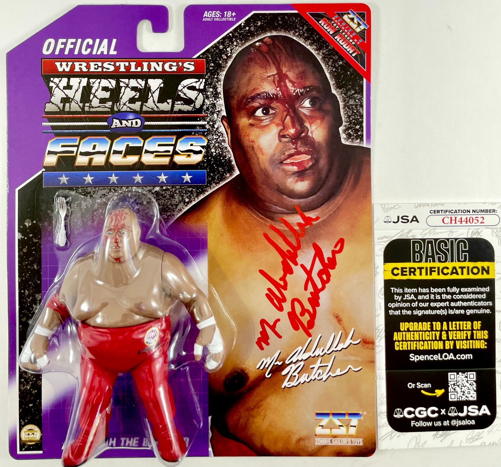 Abdullah The Butcher Signed ZST Heels and Faces Retro Wrestling Figure JSA COA