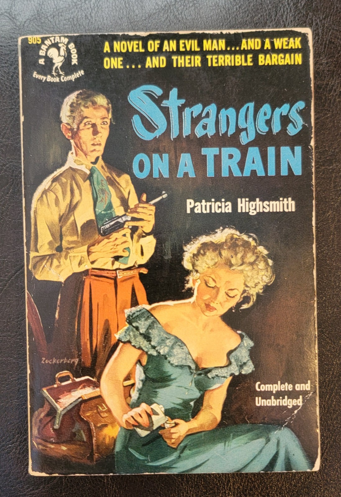 Strangers On A Train Patricia Highsmith Bantam 905 1st Edition PB 1951 Noir Pulp