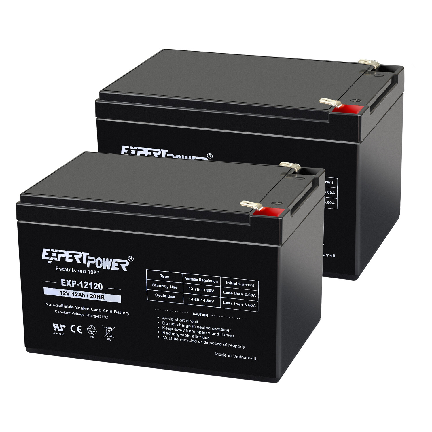 12 Volt 12Ah 2 Pack - Replaces UB12120F2 12V 12Ah F2 Wheelchair Scooter Battery