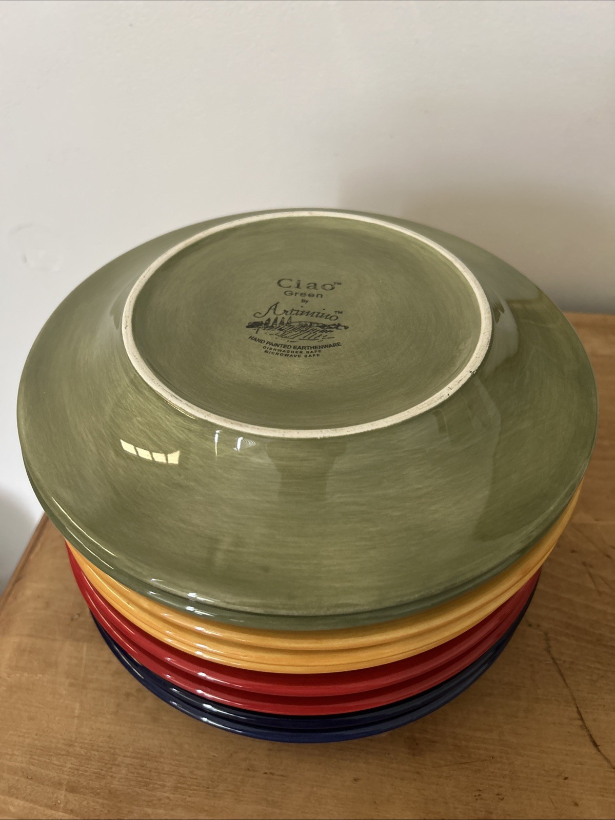 X9 Ciao Artimino Hand Painted Earthenware 9” SaladPlates Cobalt Green Yellow Red X9 Ciao Artimino Hand Painted Earthenware 9” SaladPlates Cobalt Green Yellow Red