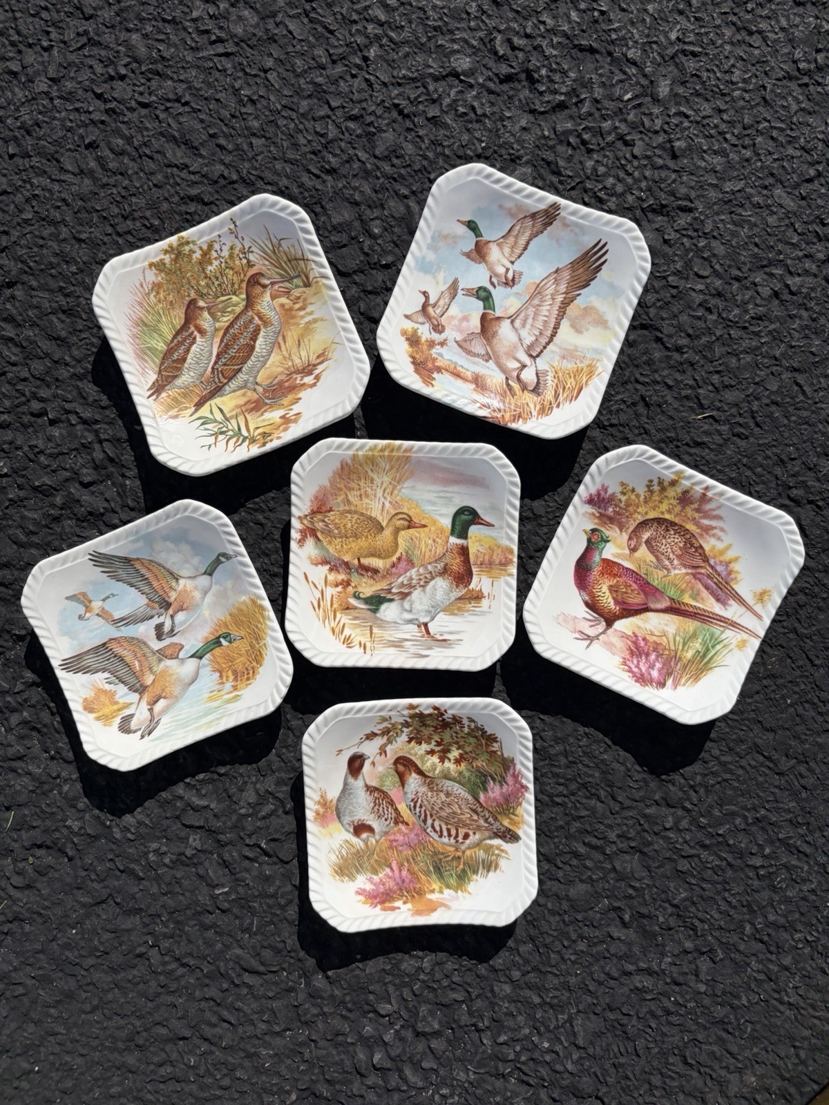 Vintage Royal Adderley Bone China Game Bird Trinket Dishes made in England.