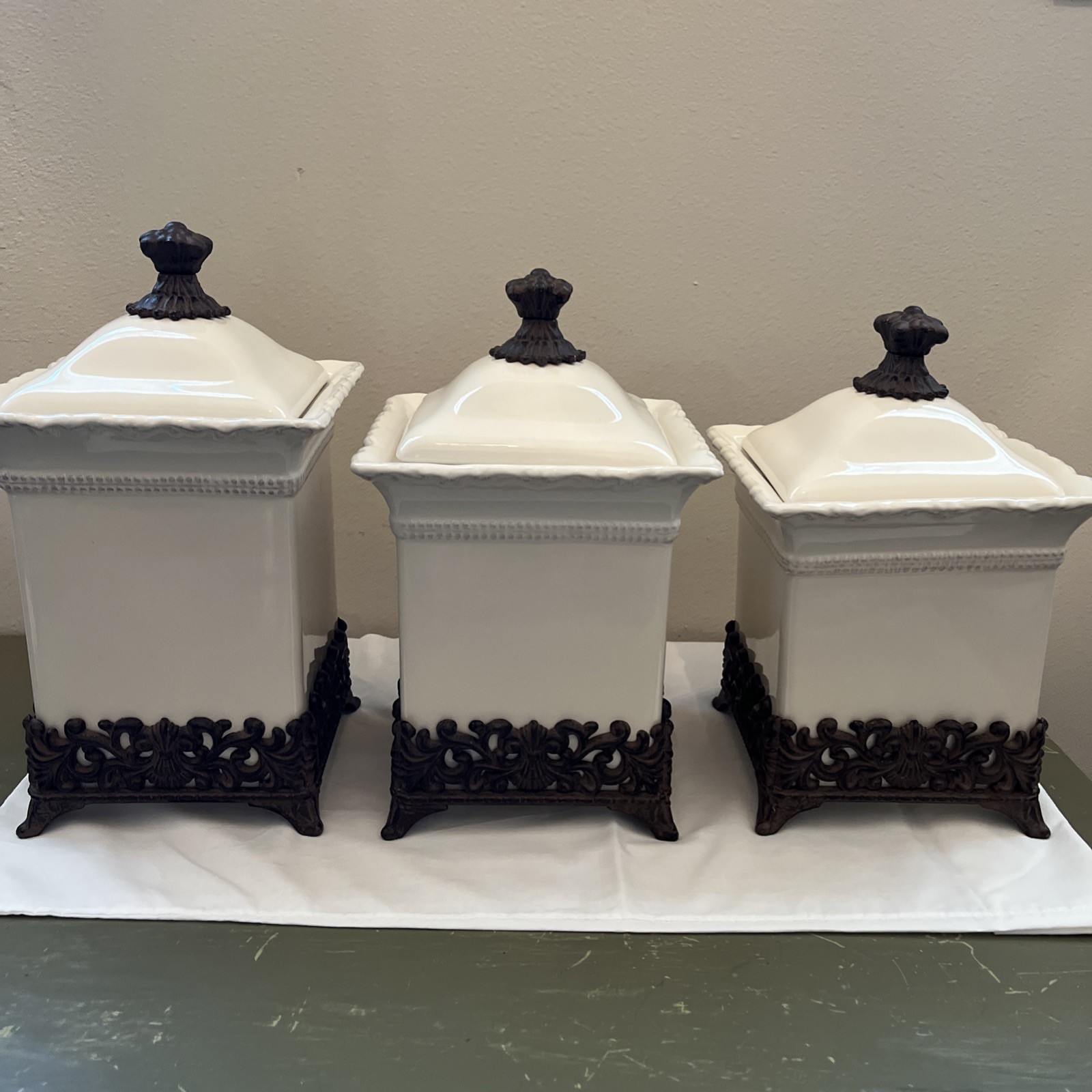 Vintage 3 pc. Ivory Canister Set Chris Madden JCPenney Home 