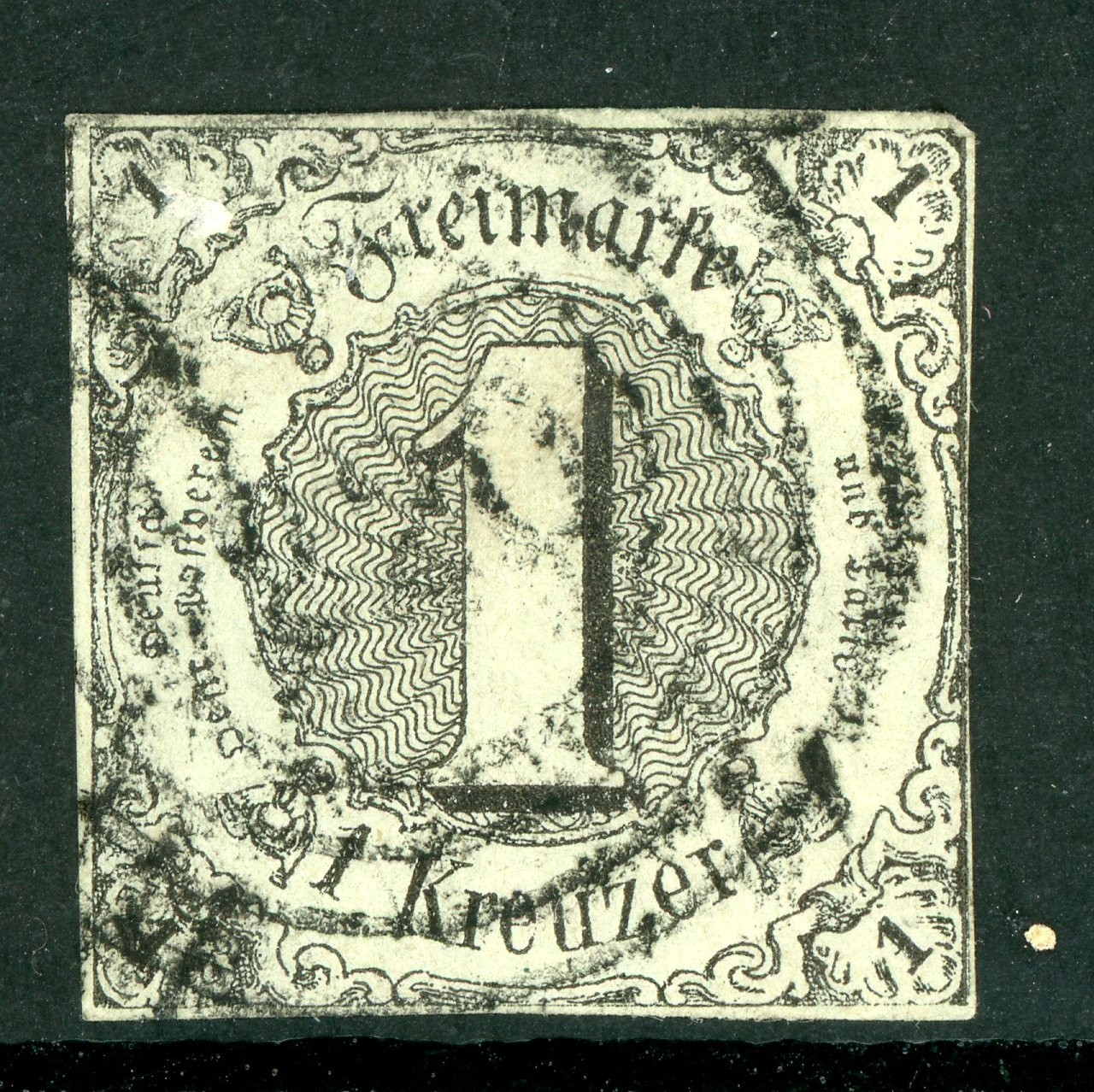 Germany States 1852 Thurn & Taxis Southern Dist 1 Kr Lt Grn Sc #42 VFU O622