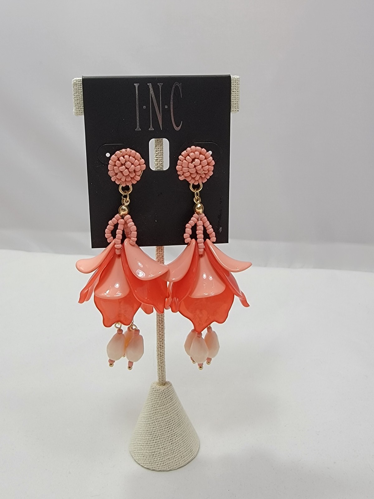 Inc Gold-Tone Bead & Shaky Petal Drop Earrings CORAL New with card and tag Inc Gold-Tone Bead & Shaky Petal Drop Earrings CORAL New with card and tag