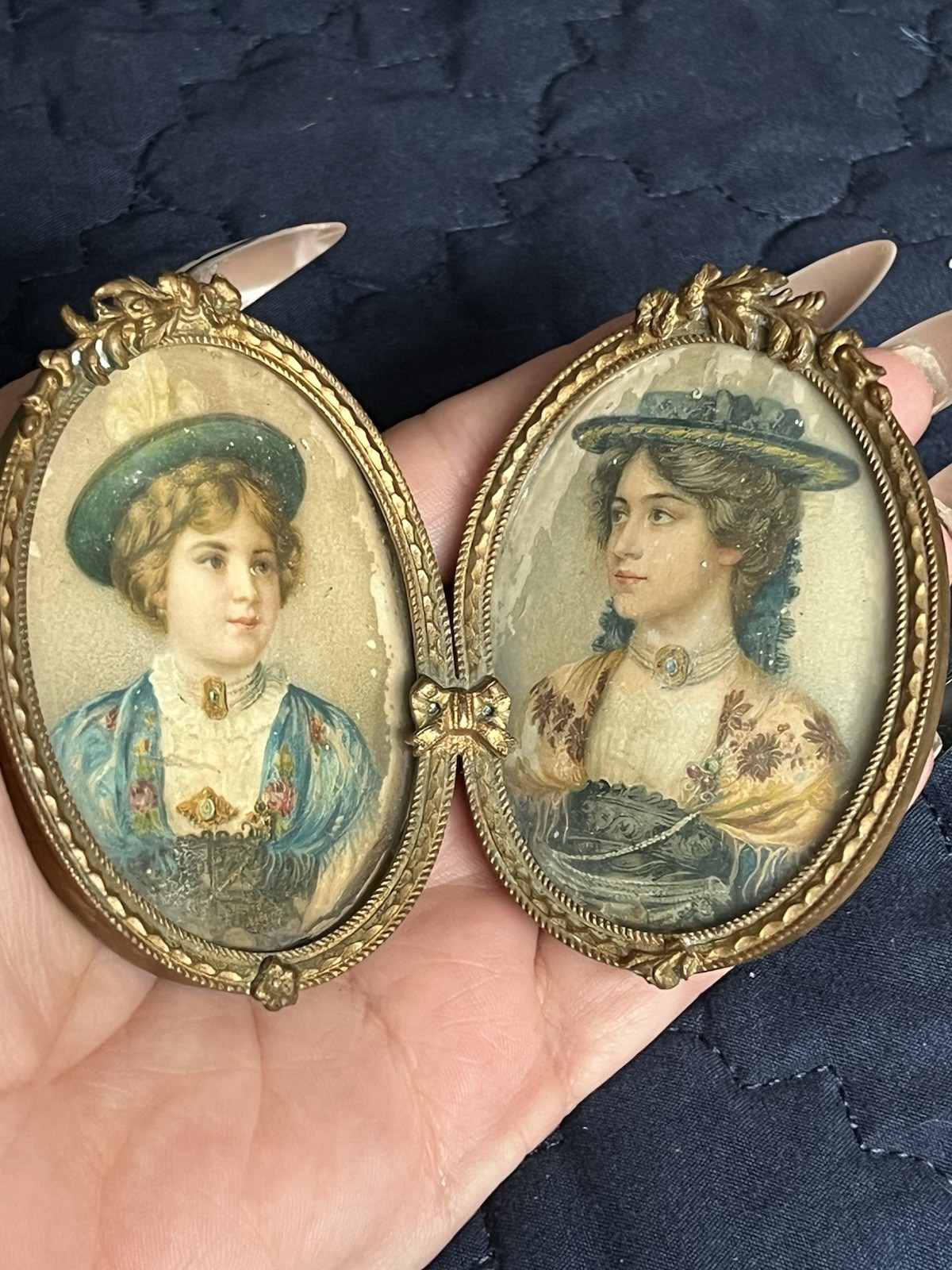 RARE ANTIQUE DOUBLE FRAMED SEE PHOTOS