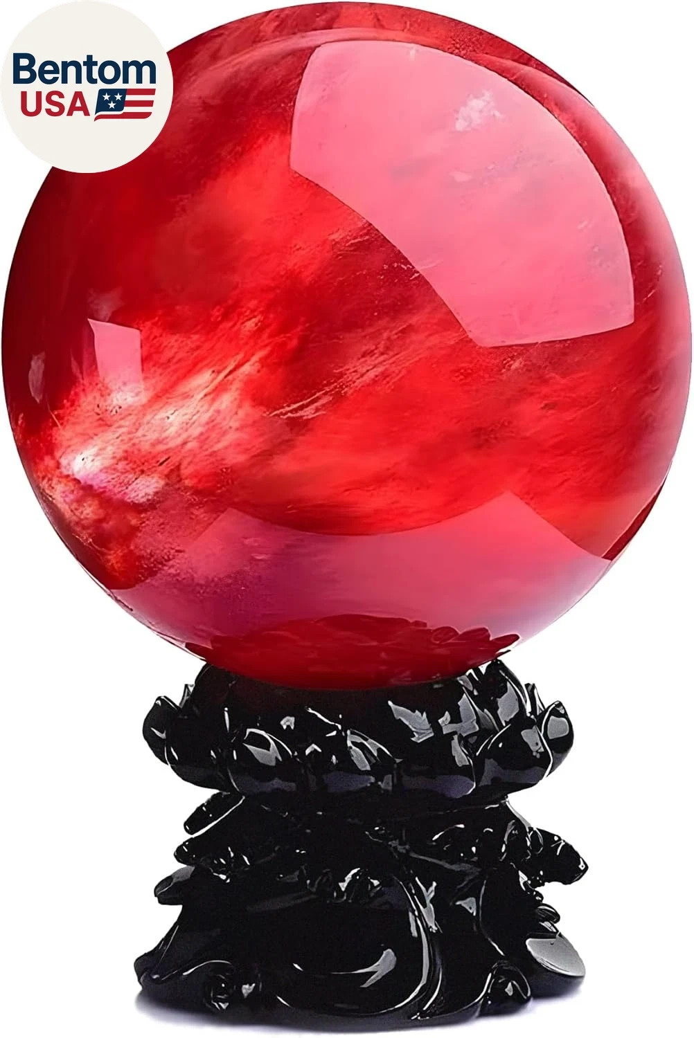 Red Obsidian Ball with Stand, 4 Inch Natural Red Crystal Ruby Ball Sphere Meltin