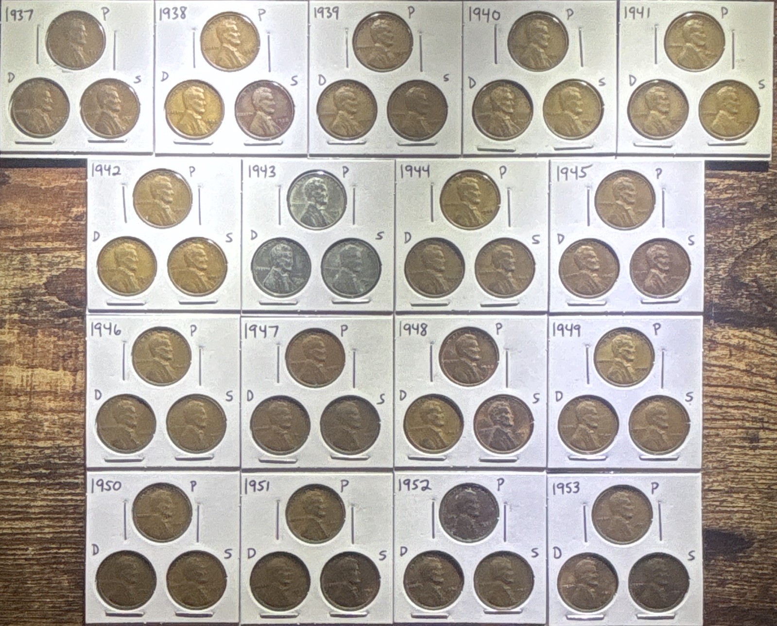 1937-1953PDS all mints Lincoln Wheat Set (51). See description.