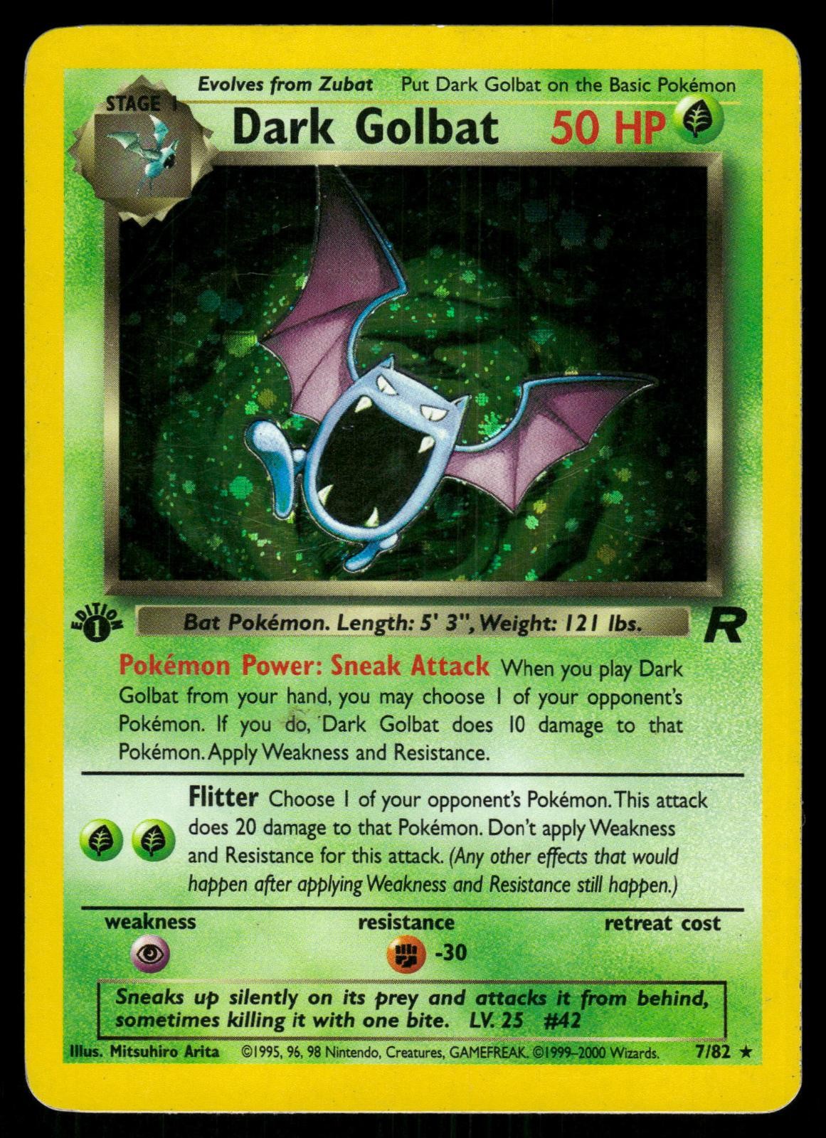 Dark Golbat 7/82 Unlimited Holo Rare Team Rocket Pokemon LP