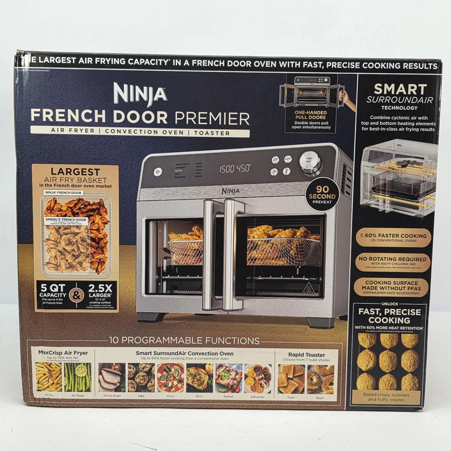 New Ninja French Door Premier 5 Qt Air Fryer FO101 Silver