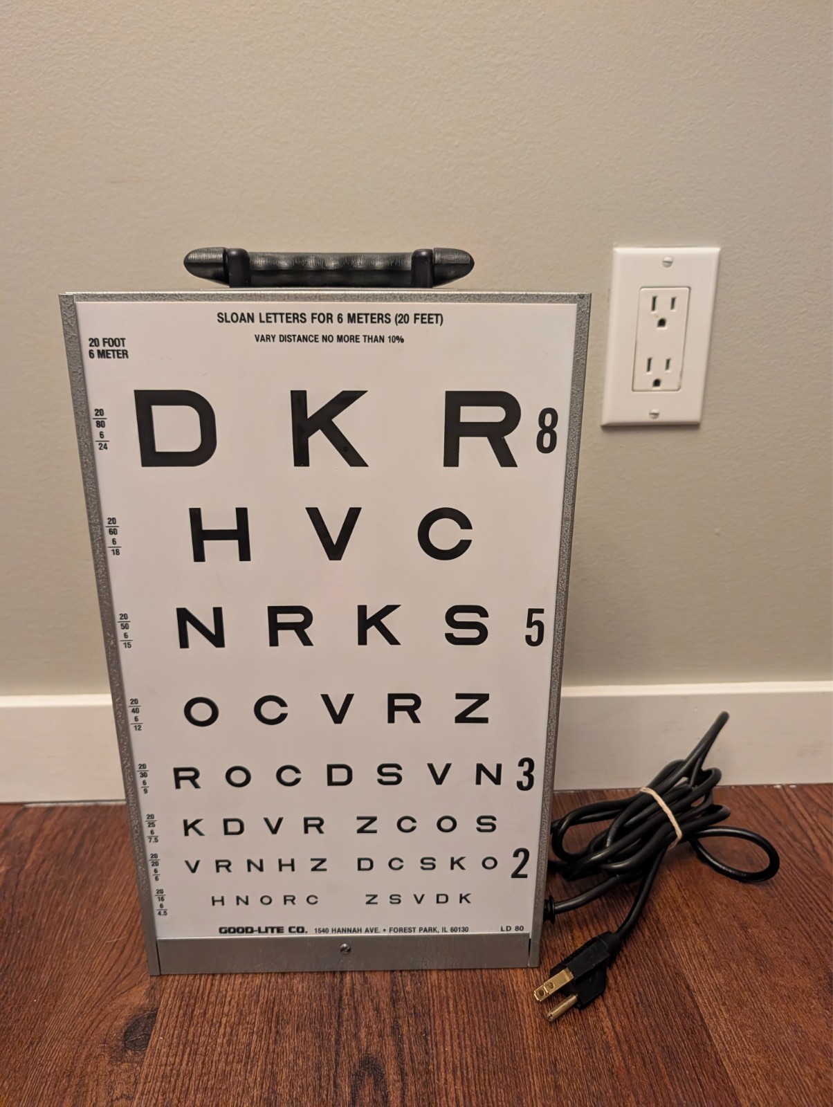 Vintage Good-Lite Co. Model 600 Translucent Eye Chart Cabinet, Model A