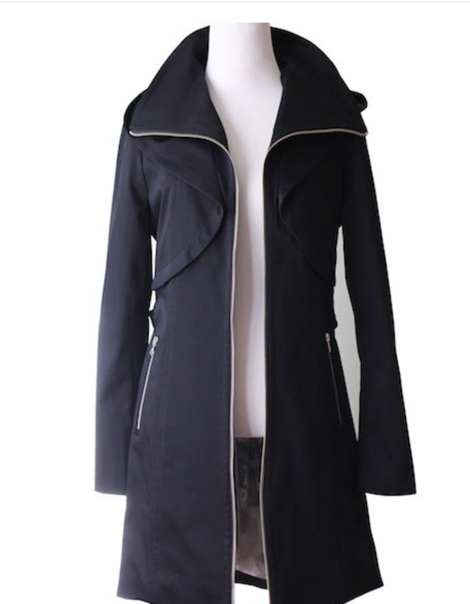 BNWT Soia & Kyo Trench Rain Coat Size L Black Arabella Zip-Up Hooded perramus BNWT Soia & Kyo Trench Rain Coat Size L Black Arabella Zip-Up Hooded perramus