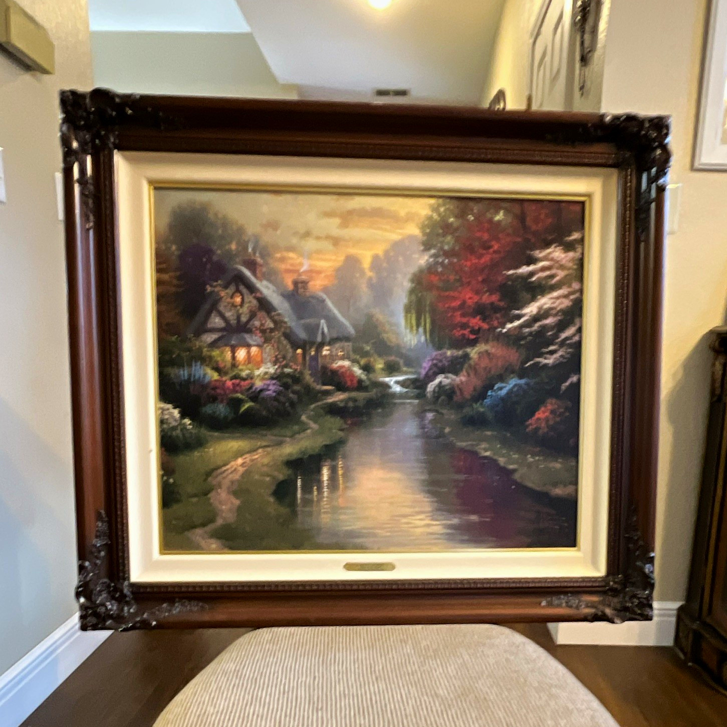 Thomas Kinkade A Quiet Evening Numbered Ltd Ed Framed Canvas Print 531/710 P/P